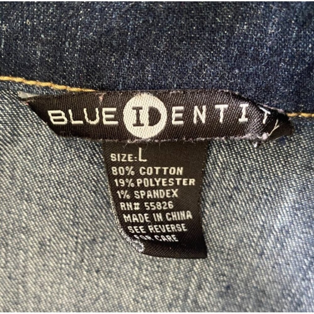 Blue Identity Denim Jacket Large Rhinestone Studded Button - Picture 4 of 5